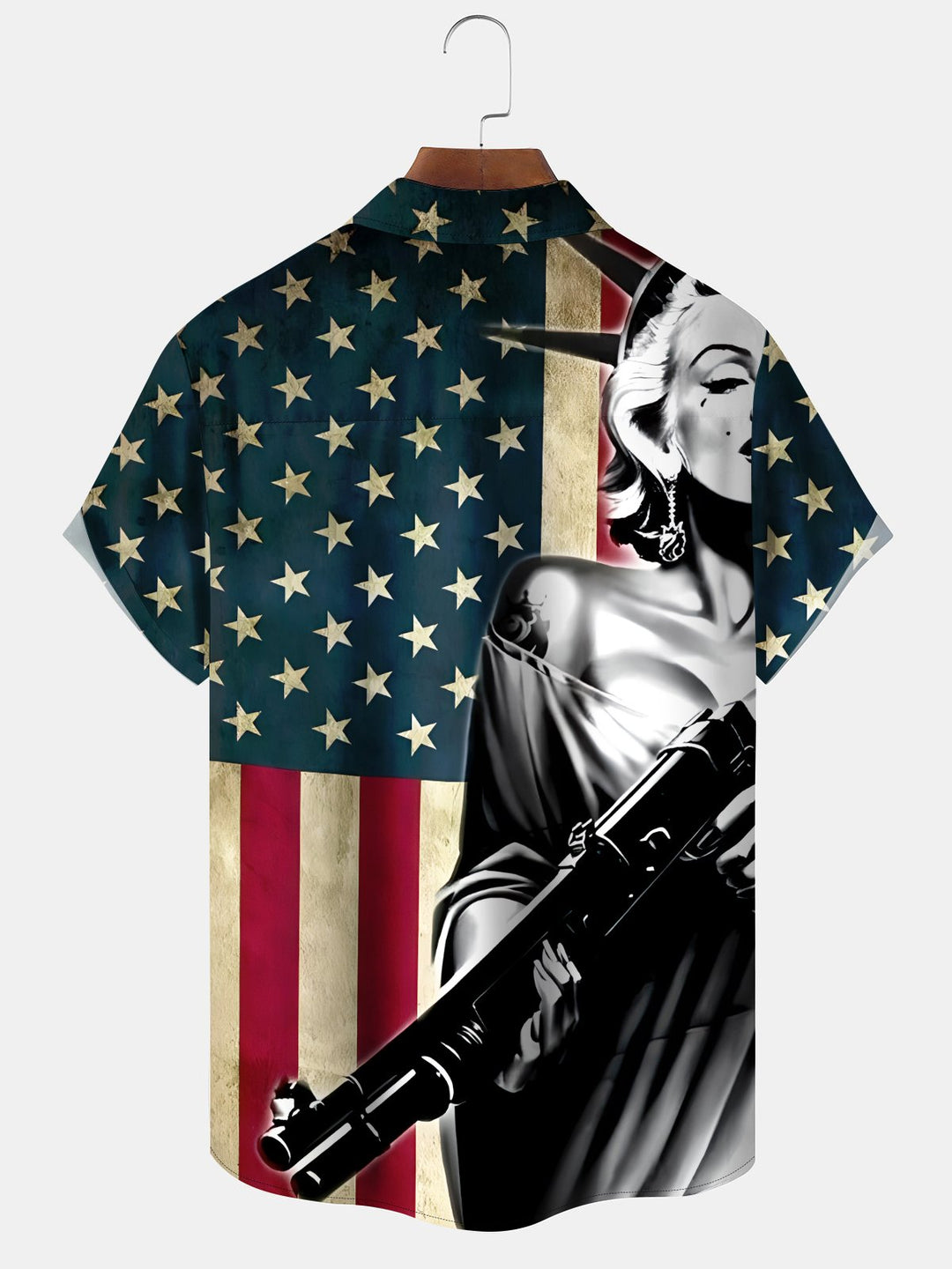 Alohadaddy Holiday Collection Independence Day American Flag Print Art Button Cardigan Pockets Stretch Large Size Long Short Sleeve Shirt