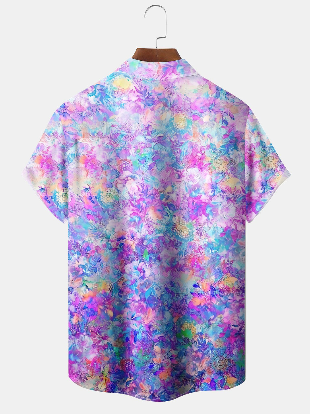 Alohadaddy Hawaiian Flowers Gradient Art Print Button Pocket Cardigan Stretch Large Size Short Sleeve Shirt