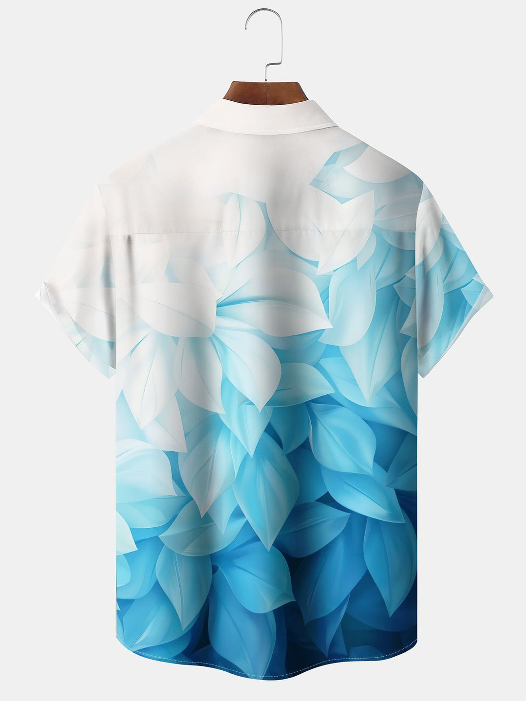 Alohadaddy Casual Collection Hawaii Vacation Leaves Gradient Color Print Art Button Cardigan Pockets Fresh Stretch Polyester Short Sleeve Shirt