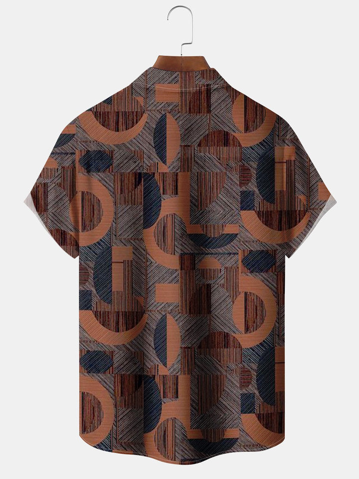 Alohadaddy® Casual Geometric Art Print Pockets Moisture Wicking Hawaiian Shirt Big &amp; Tall