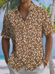 Alohadaddy® Vintage Leaves Print Art Pockets Stretch Hawaiian Men's Short Sleeve Shirt Big & Tall