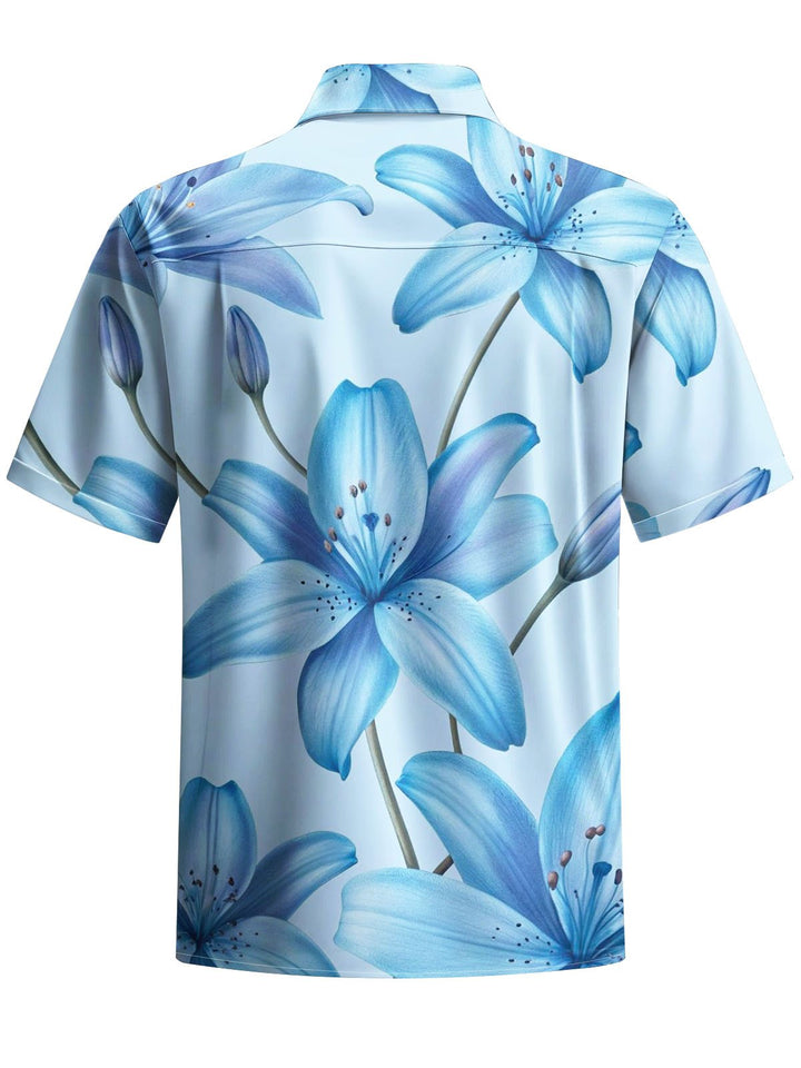 Alohadaddy® Hawaiian Flowers Print Chest Pocket Men&