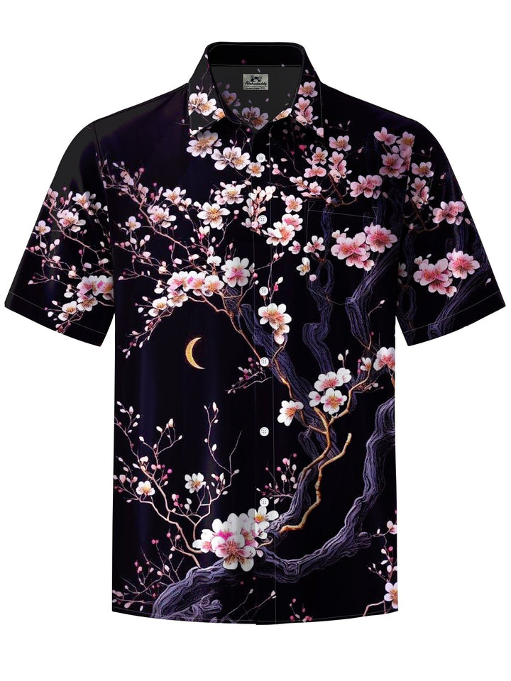 Alohadaddy® Casual Peach Art Print Chest Pocket Men&