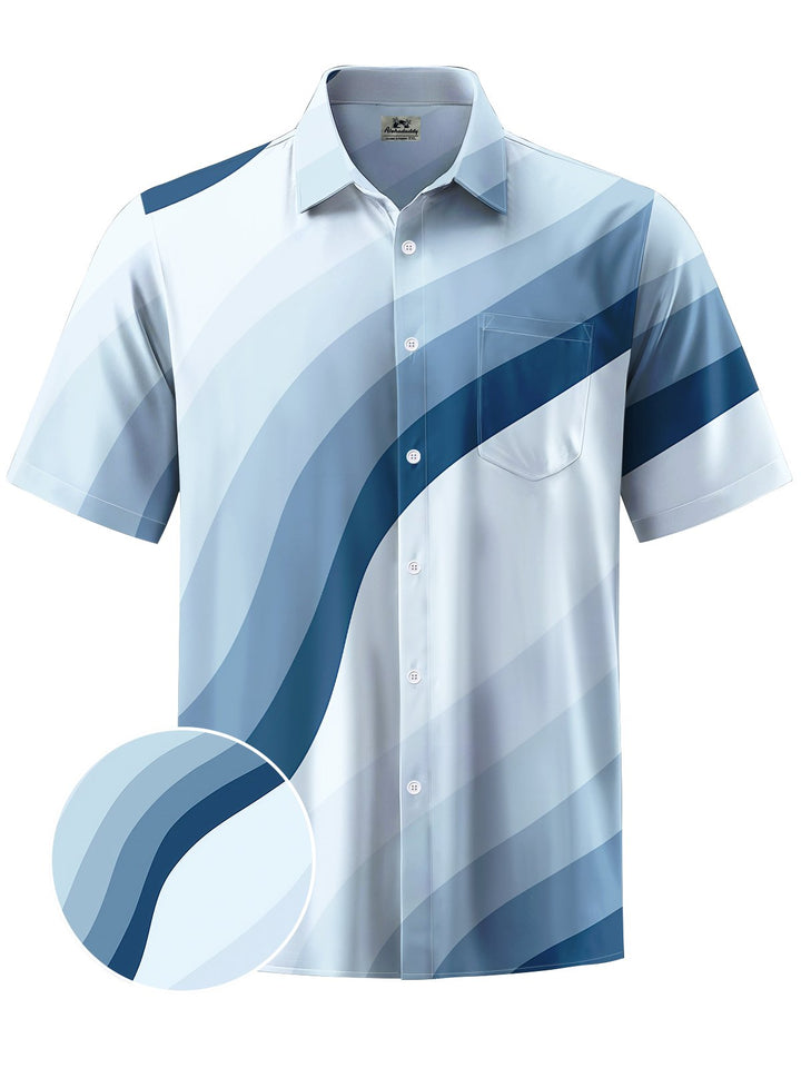 Alohadaddy® Casual Geometric Gradient Art Print Chest Pocket Men&