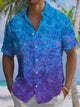 Alohadaddy® Casual Gradient Abstract Print Art Chest Pocket Men Short Sleeve Shirt Big & Tall