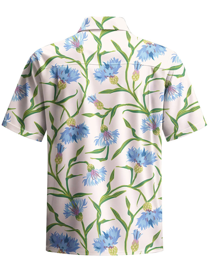 Alohadaddy® Hawaiian Flowers Art Print Chest Pocket Mens Short Sleeve Shirts Big &amp; Tall