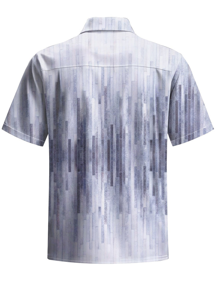 Alohadaddy® Casual Stripe Art Print Chest Pocket Moisture Wicking Men&