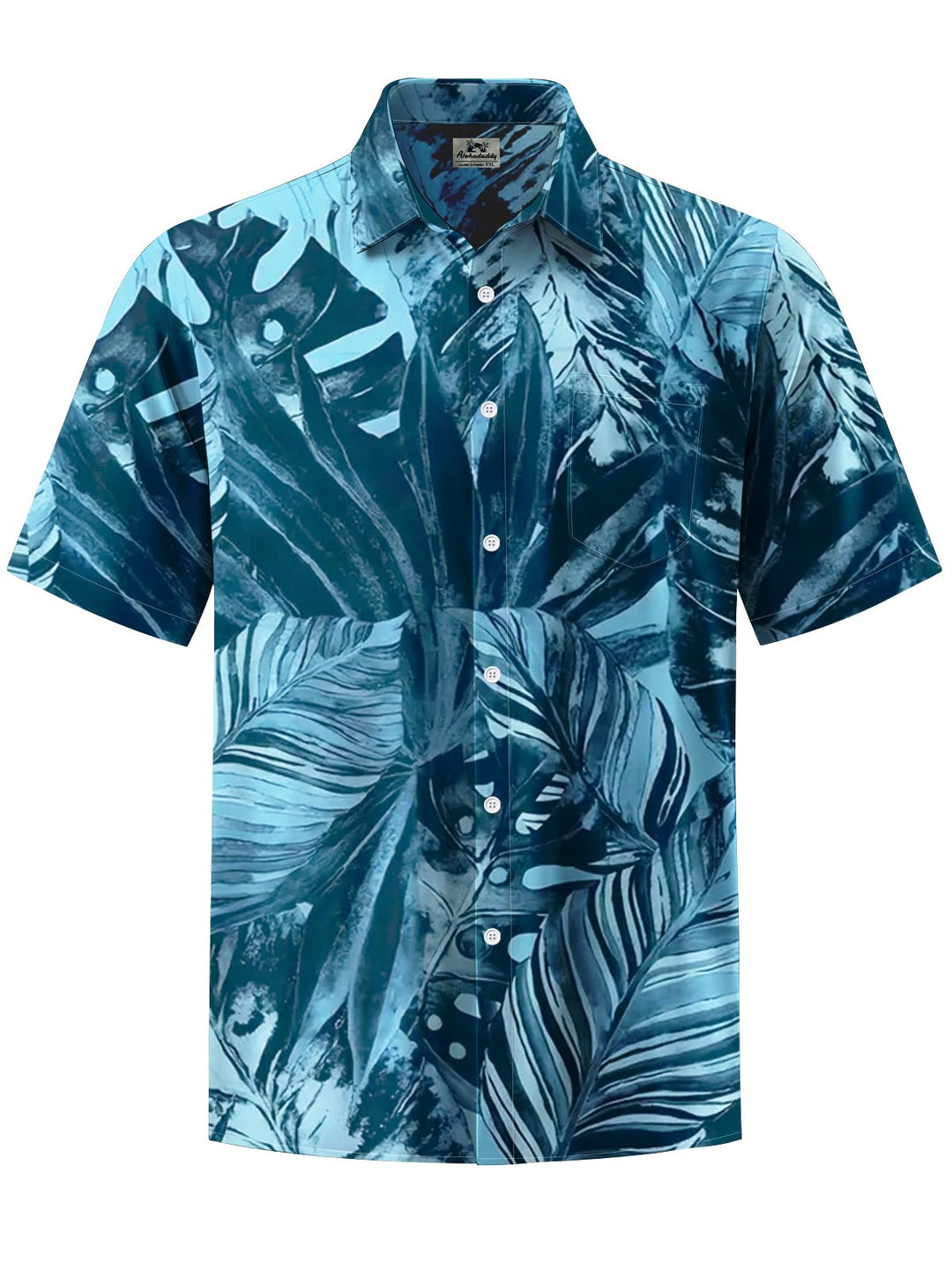 Alohadaddy® Hawaiian Palm Leaf Art Print Chest Pocket Mens Short Sleeve Shirt Big &amp; Tall