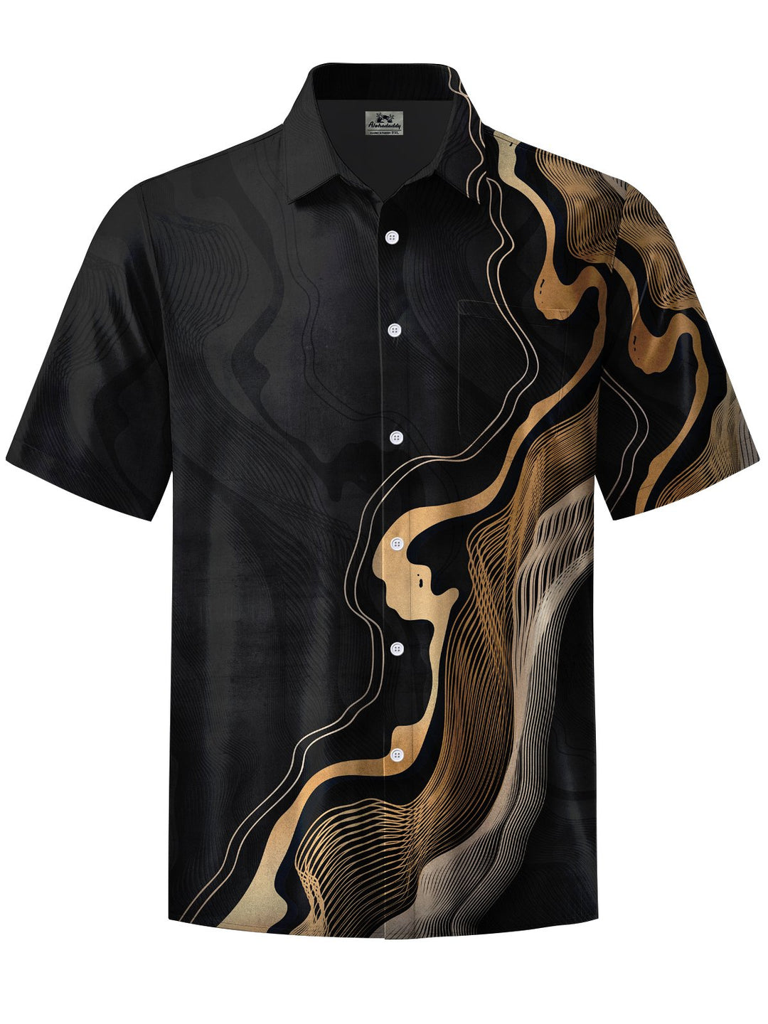Alohadaddy® Casual Abstract Texture Art Print Chest Pocket Men Short Sleeve Shirt Big &amp; Tall