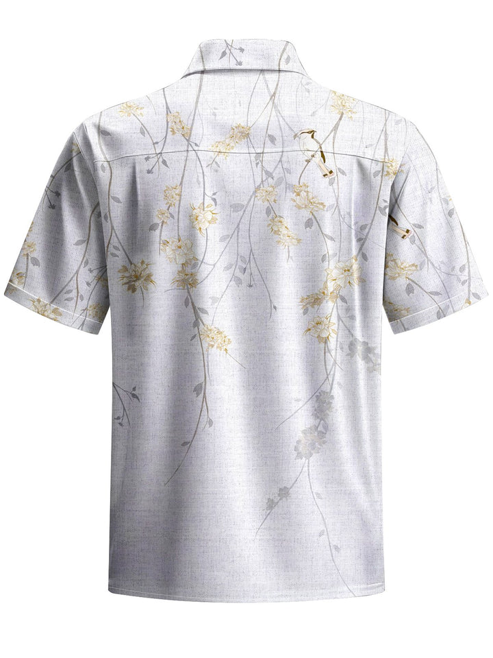 Alohadaddy® Casual Floral Art Print Chest Pocket Men&