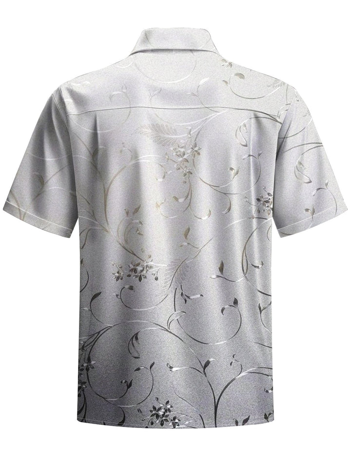 Alohadaddy® Casual Ombre Floral Art Print Chest Pocket Men&