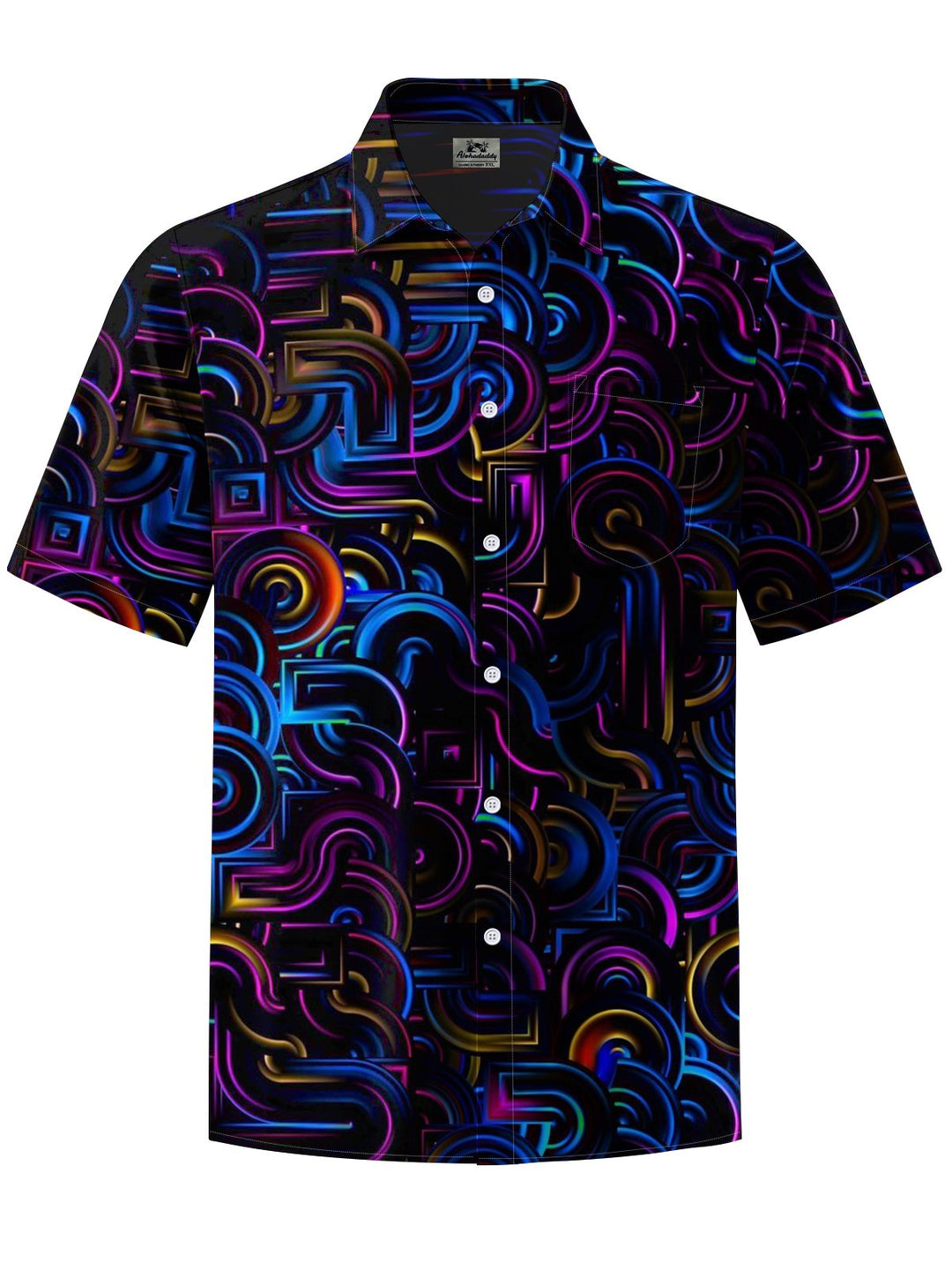 Alohadaddy® Casual Geometric Art Print Chest Pocket Men&