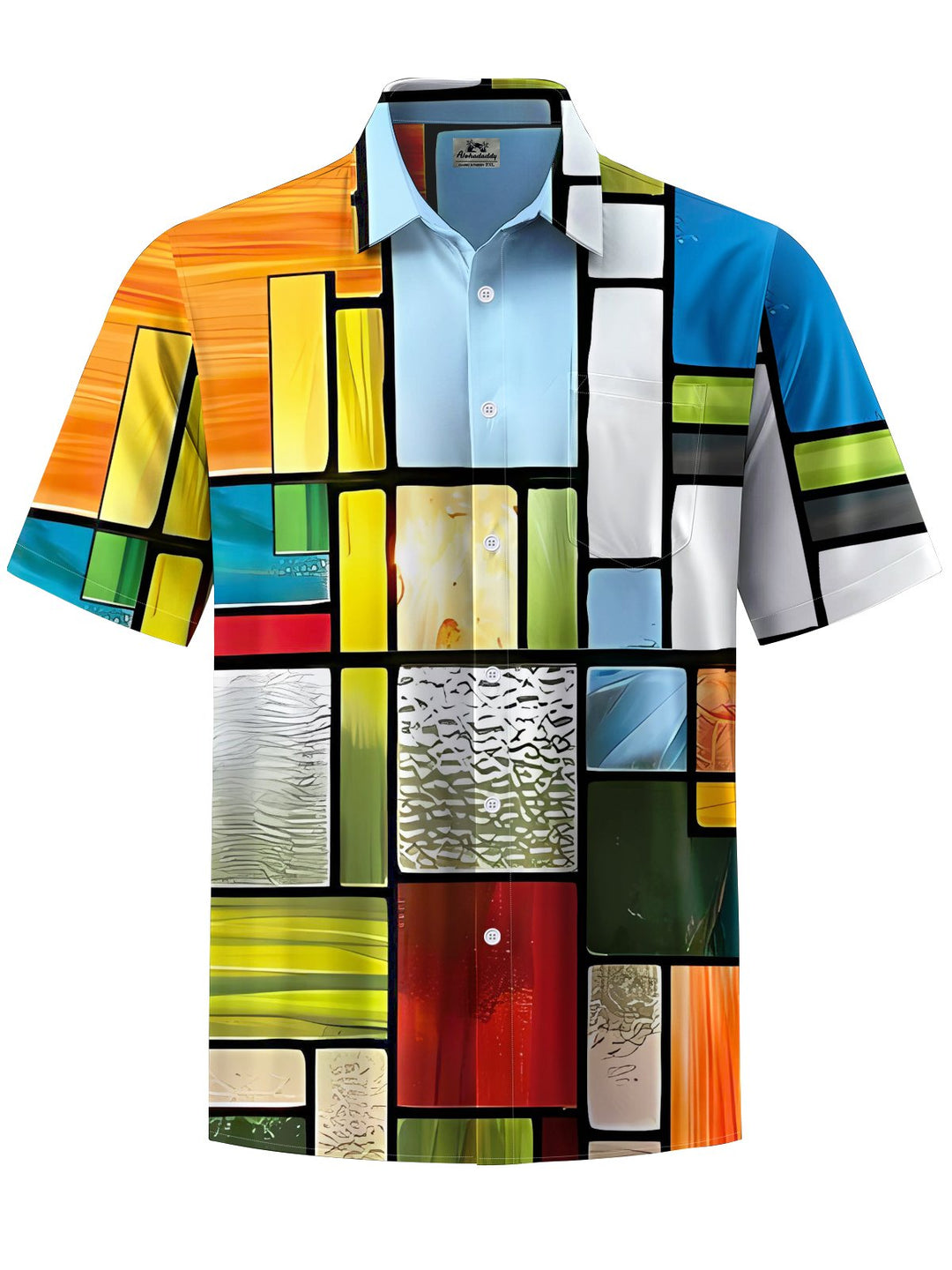 Alohadaddy® Vintage Geometric Art Print Chest Pocket Men&