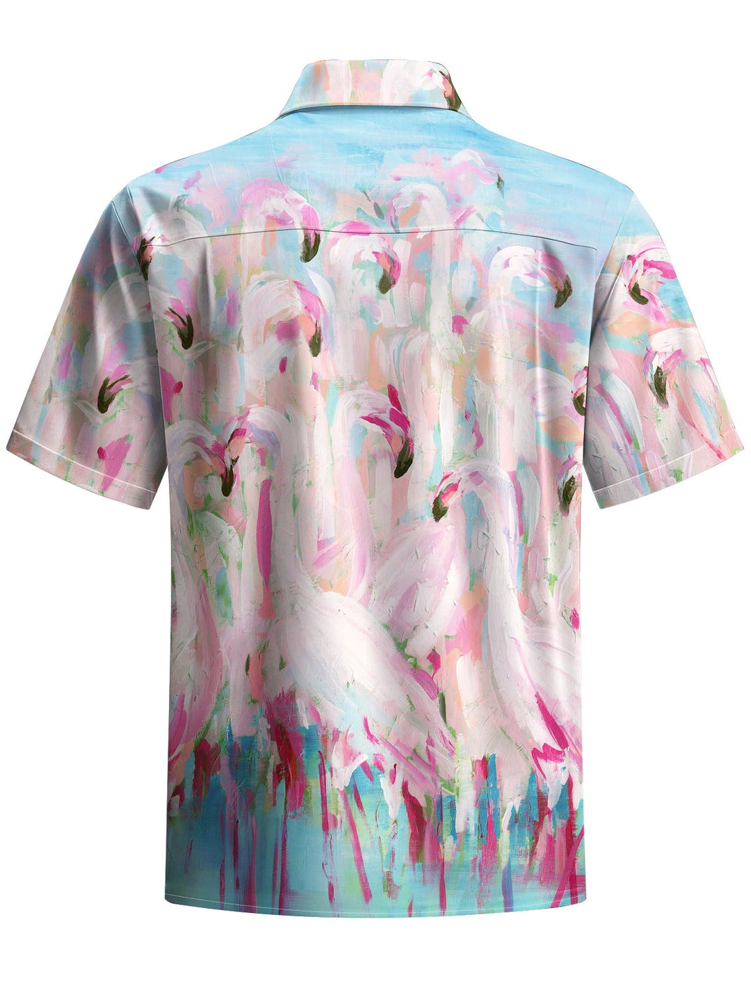 Alohadaddy® Hawaiian Flamingo Painting Art Print with Chest Pocket for Men&