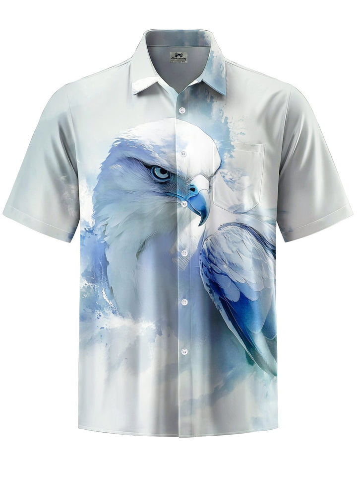Alohadaddy® Casual Eagle Watercolor Art Print Chest Pocket Men&
