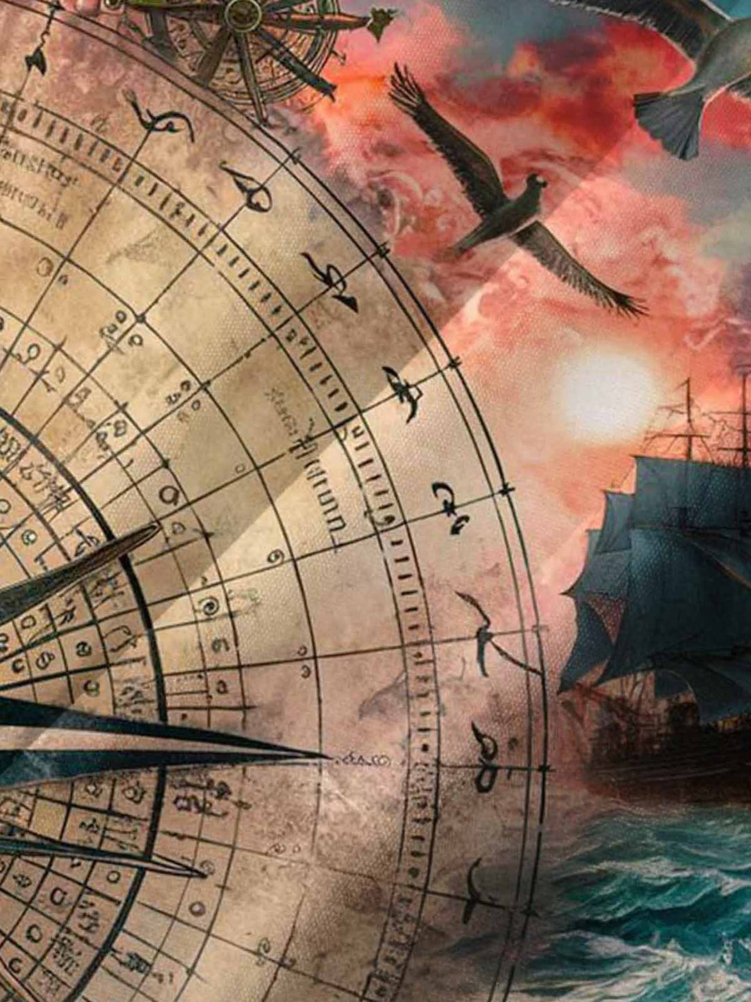 Alohadaddy® Vintage Nautical Compass Print with Chest Pocket for Men&
