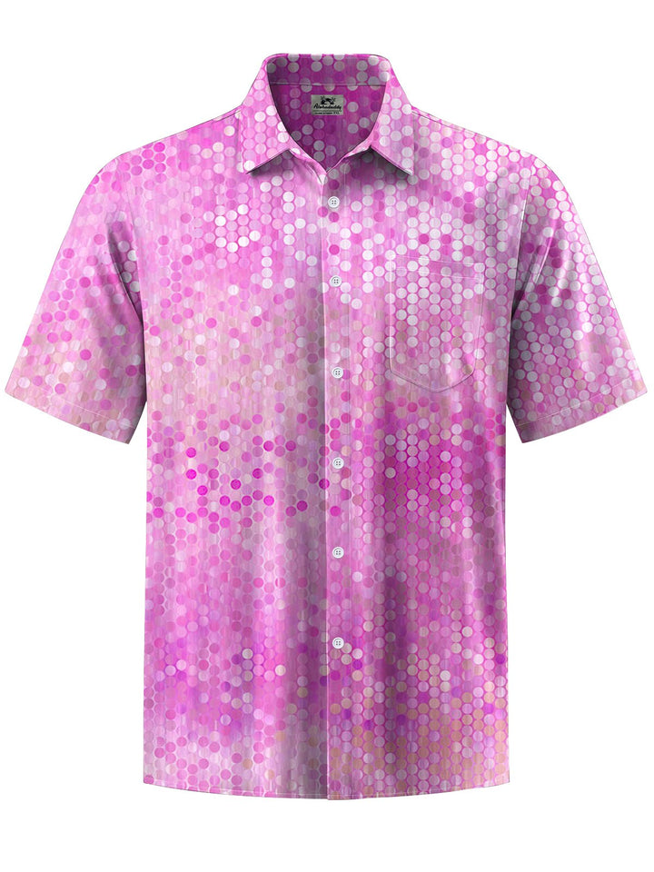Alohadaddy® Casual Geometric Gradient Art Print Chest Pocket Stretch Men&