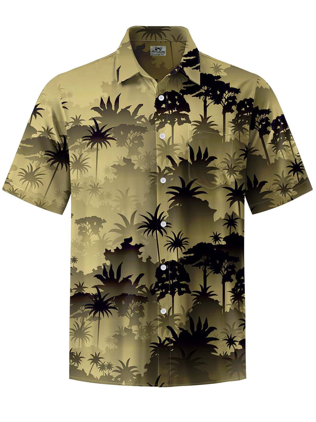 Alohadaddy® Vintage Tropical Plants Coconut Tree Art Print Chest Pocket Stretch Men&