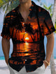 Alohadaddy® Hawaiian Palm Tree Print Button Pocket Stretch Men's Short Sleeve Shirt Big & Tall