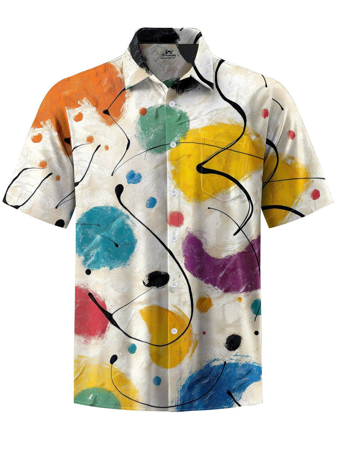 Alohadaddy® Retro Abstract Print Art Elastic Pocket Button Men&
