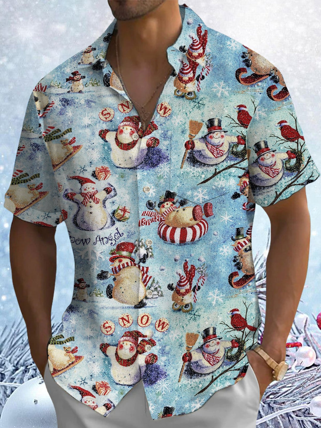 Alohadaddy® Christmas Snowman Graphic Print Men&