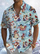 Alohadaddy® Christmas Snowman Graphic Print Men's Short-Sleeved Shirt with Pockets, Elastic Closure, and Buttons. Big & Tall
