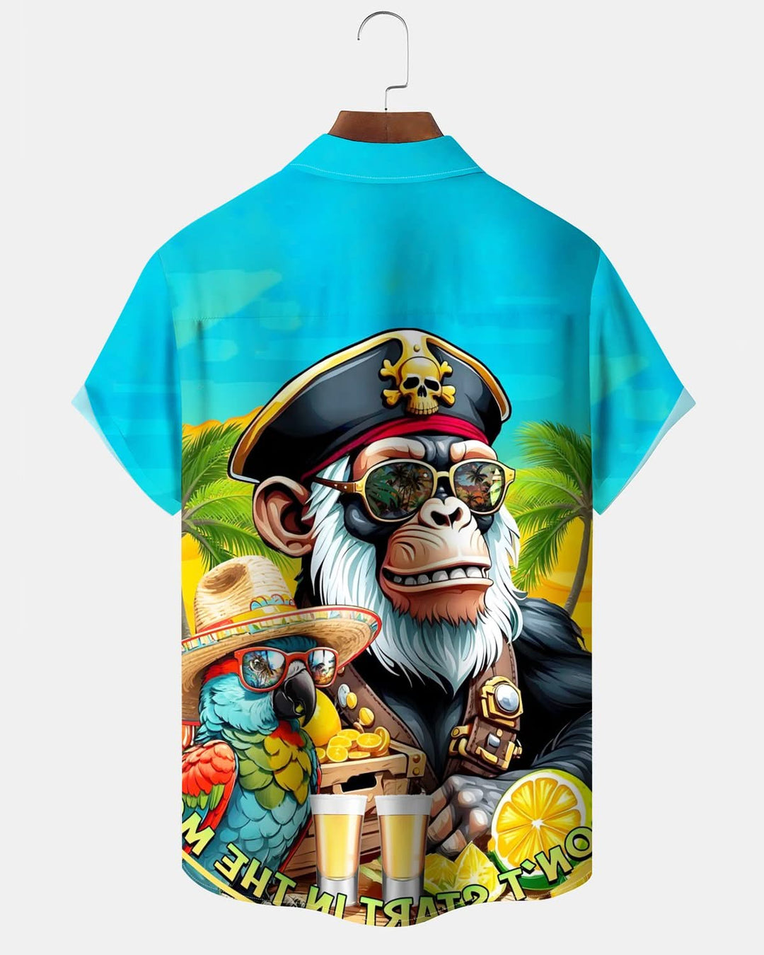 Alohadaddy® Hawaiian Orangutan Parrot Vacation Print Pocket Stretch Men&