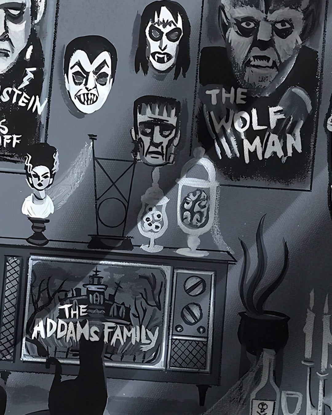 Alohadaddy® Vintage The Addams Family Cartoon Print Pocket Elastic Button Men&