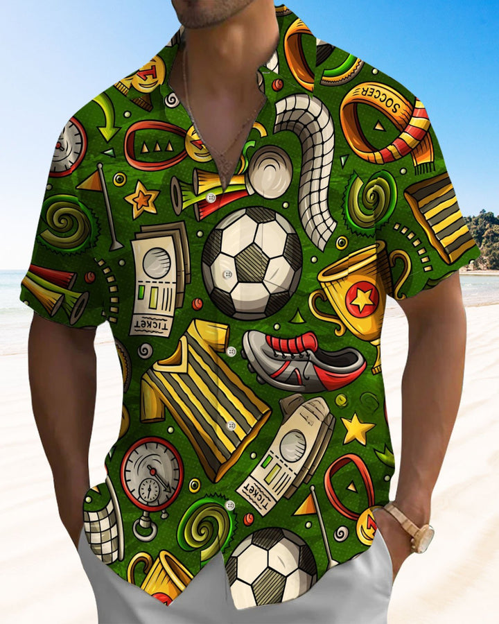 Alohadaddy® Casual Football Print Art Button-Down Cardigan Men&