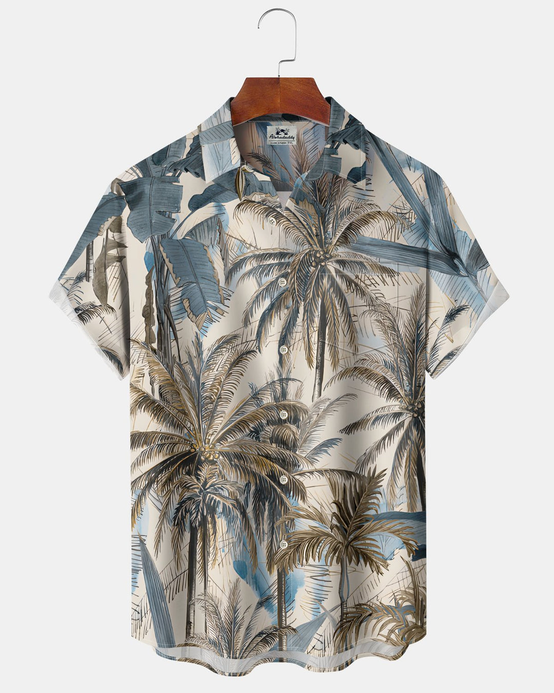 Alohadaddy® Hawaiian Palm Tree Print Art Button Pocket Cardigan Men&