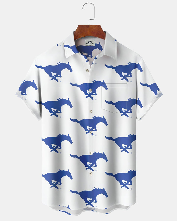 Alohadaddy® Casual Horse Print Art Button Pocket Cardigan Men&