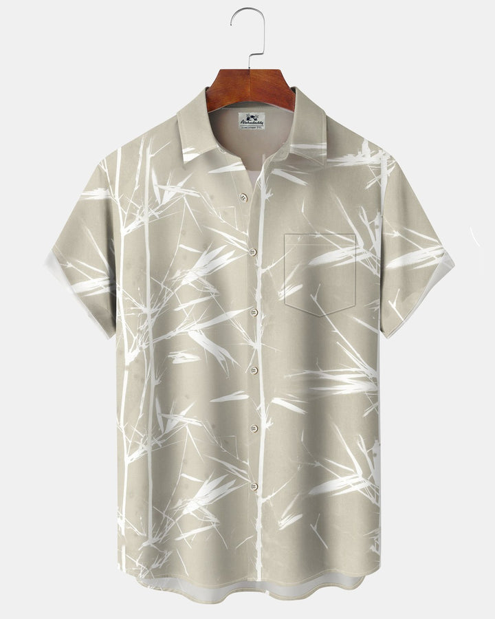 Alohadaddy® Casual Bamboo Print Artistic Button Pocket Cardigan Men&