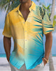 Alohadaddy® Hawaiian Palm Leaf Print Art Button Pocket Cardigan Men's Short Sleeve Shirt