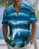 Alohadaddy® Hawaiian Palm Tree Print Art Button Pocket Cardigan Men's Short Sleeve Shirt