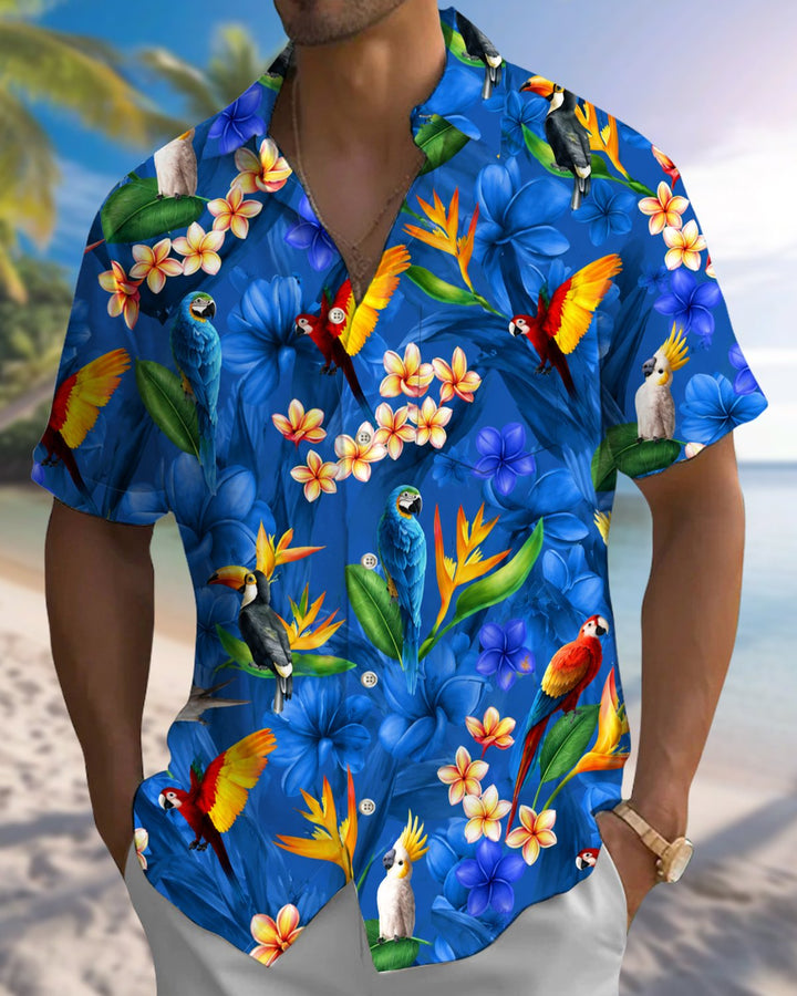 Alohadaddy® Hawaiian Floral Print Art Button Pocket Cardigan Men&