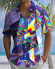 Alohadaddy® Vintage Art Print Art Button Pocket Cardigan Men's Short Sleeve Shirt