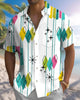 Alohadaddy® Casual Atomic Print Art Button Pocket Cardigan Men's Short Sleeve Shirt