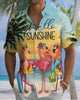 Alohadaddy® Hawaiian Flamingo Print Art Button Pocket Cardigan Men's Short Sleeve Shirt