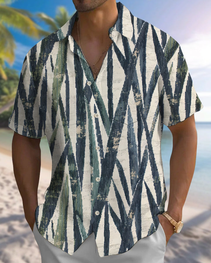 Alohadaddy® Casual Abstract Striped Print Art Button Pocket Cardigan Men&
