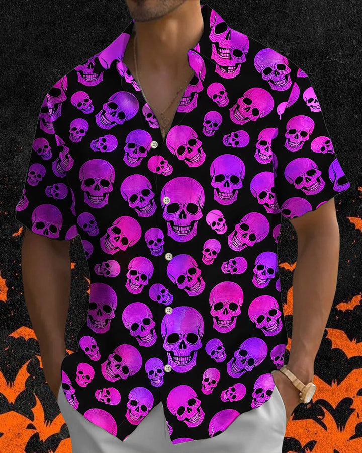 Alohadaddy® Holiday Halloween Graphic Print Button-Down Pocket Cardigan-Style Men&