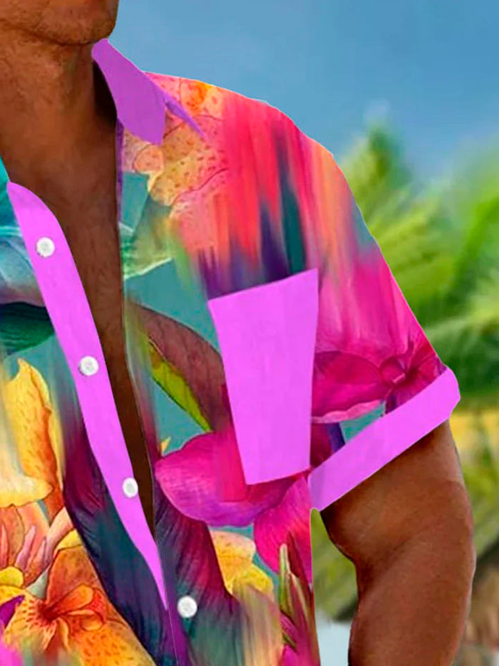 Alohadaddy Hawaii Floral Spliced Gradient 3D Digital Print Men&