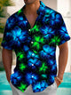 Alohadaddy Retro Gradient Floral 3D Digital Print Men's Button Pocket Short Sleeve Hawaiian Shirt Big & Tall