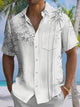 Alohadaddy Casual Collection Everyday Hawaii Bamboo Ink Print Art Button Cardigan Pocket Polyester Stretch Short Sleeve Shirt