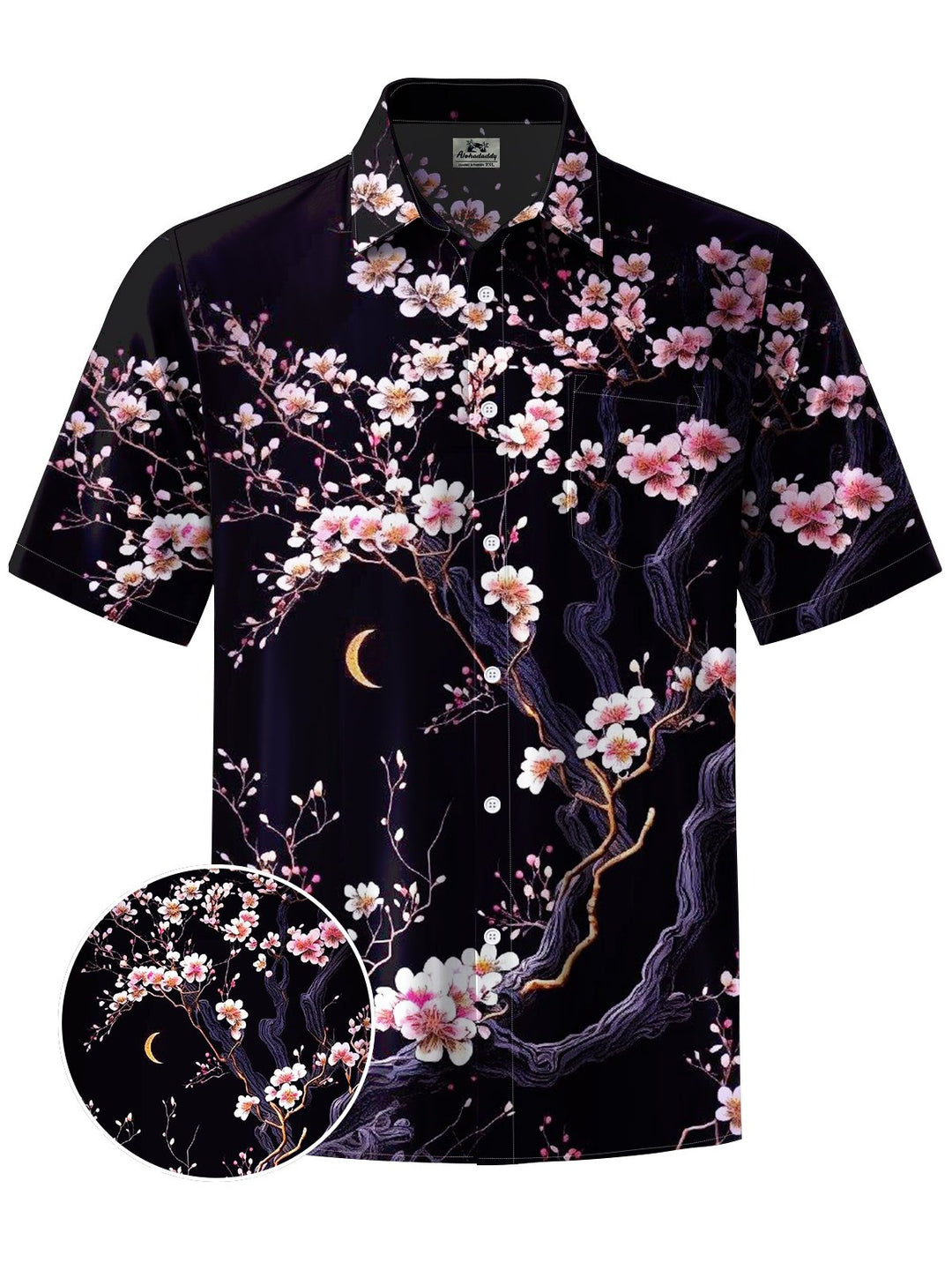 Alohadaddy® Casual Peach Art Print Chest Pocket Men&