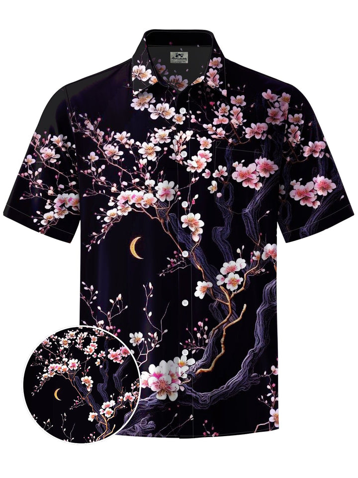 Alohadaddy® Casual Peach Art Print Chest Pocket Men&
