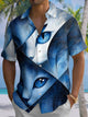 Alohadaddy® Vintage Cat Art Print Chest Pocket Mens Short Sleeve Shirt Big & Tall