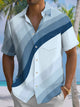 Alohadaddy® Casual Geometric Gradient Art Print Chest Pocket Men's Short Sleeve Shirt Big & Tall