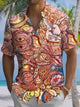 Alohadaddy® Vintage Abstract Art Print Chest Pocket Moisture Wicking Men's Short Sleeve Shirt Big & Tall