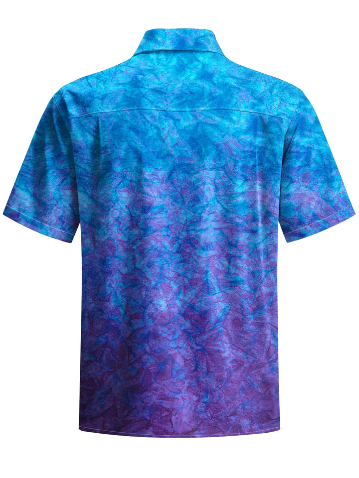 Alohadaddy® Casual Gradient Abstract Print Art Chest Pocket Men Short Sleeve Shirt Big &amp; Tall