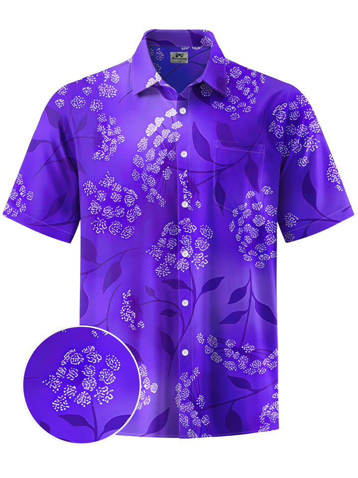 Alohadaddy® Hawaiian Floral Art Print Chest Pocket Mens Short Sleeve Shirts Big &amp; Tall
